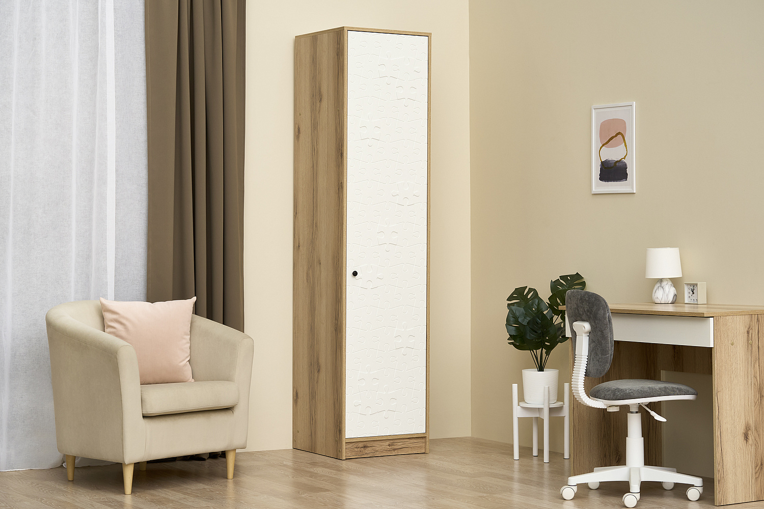 Пенал Киви ШК-01 белый / дуб делано