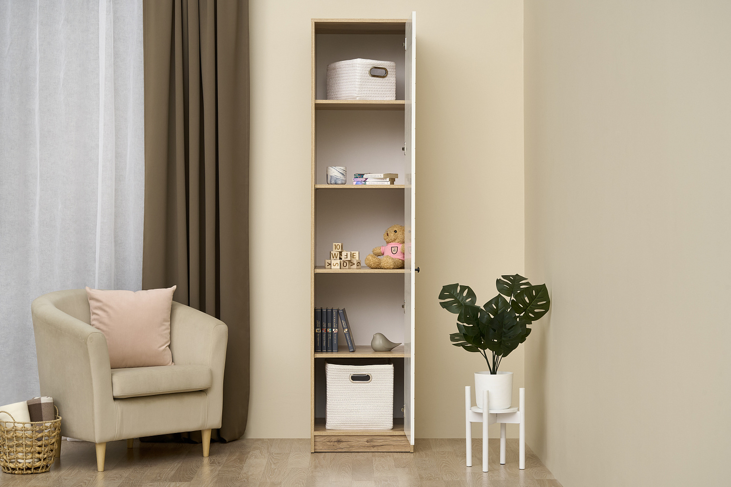 Пенал Киви ШК-01 белый / дуб делано