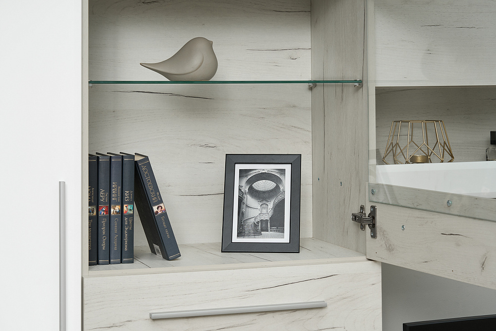 Стенка Сафари дуб крафт белый / матовый белый софт        