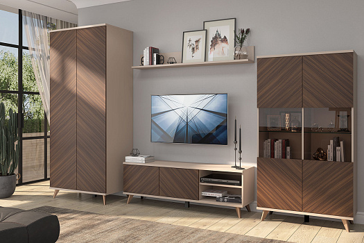 Модульная гостиная Хармони миндаль бежевый / древесный