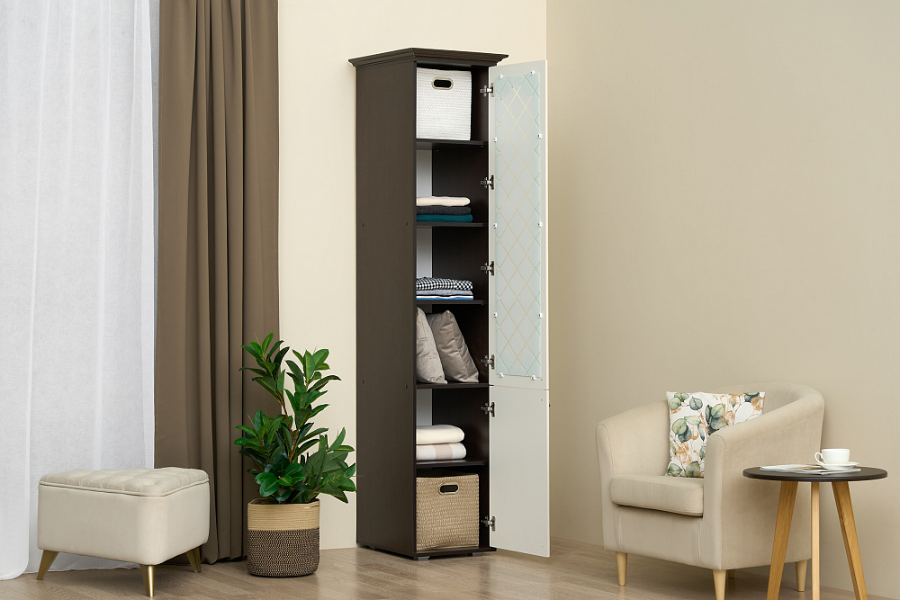 Пенал со стеклом Престиж жемчуг / венге