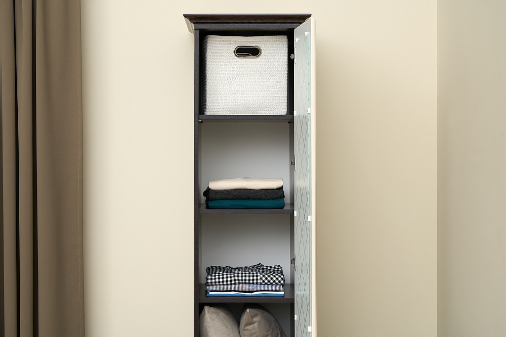 Пенал со стеклом Престиж жемчуг / венге