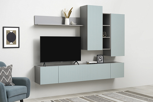 Стенка Сканди серый шифер / грин грей софт  