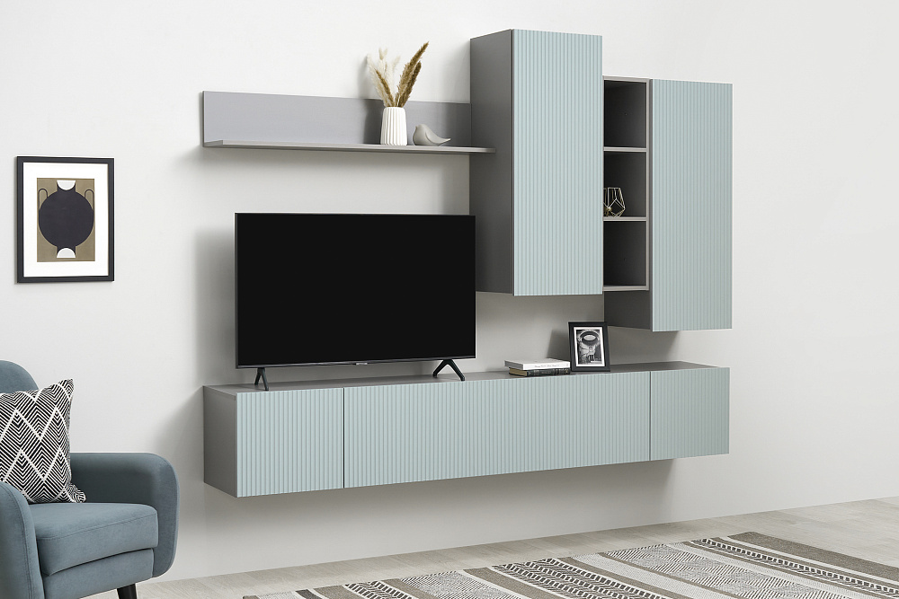 Стенка Сканди серый шифер / грин грей софт  