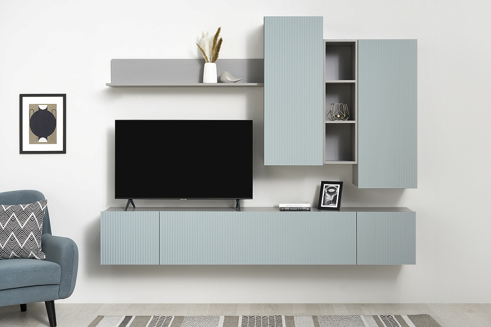 Стенка Сканди серый шифер / грин грей софт  