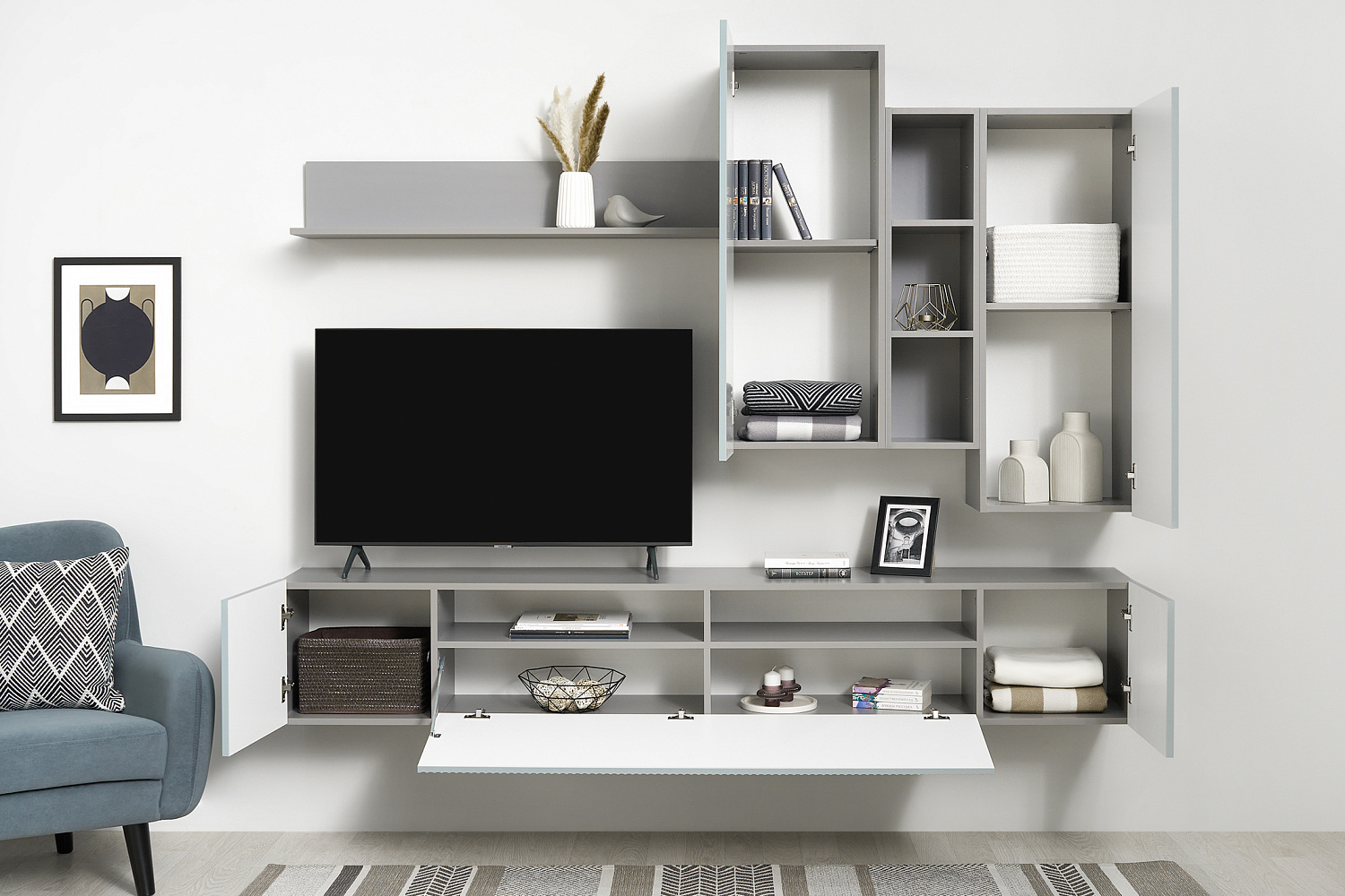 Стенка Сканди серый шифер / грин грей софт  