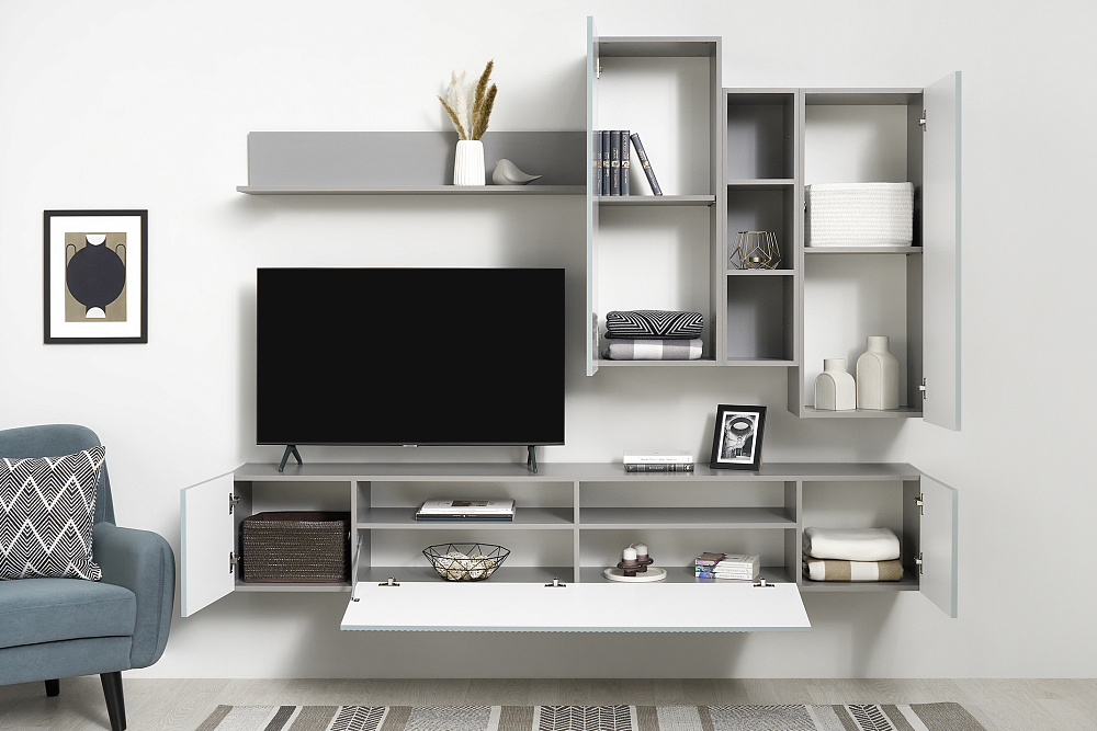 Стенка Сканди серый шифер / грин грей софт  