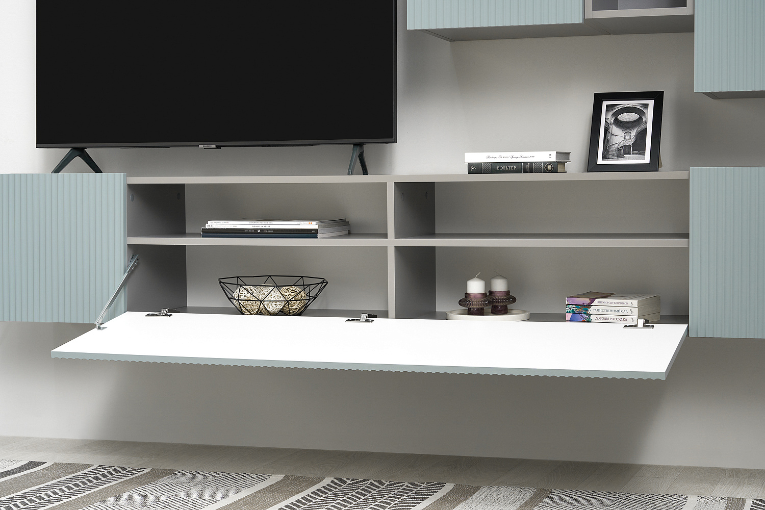 Стенка Сканди серый шифер / грин грей софт  