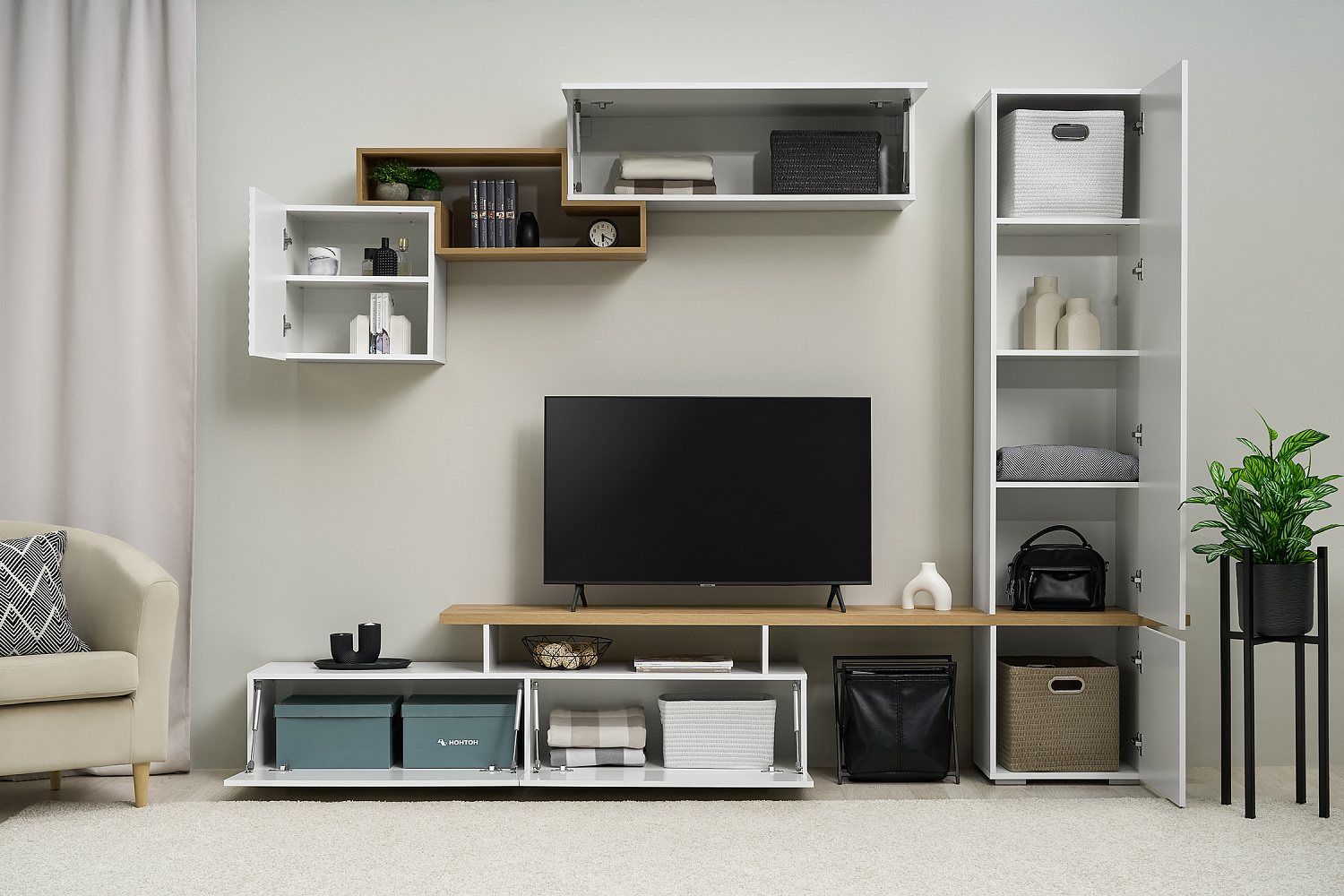 Стенка SkyFree белый / дуб крафт золотой