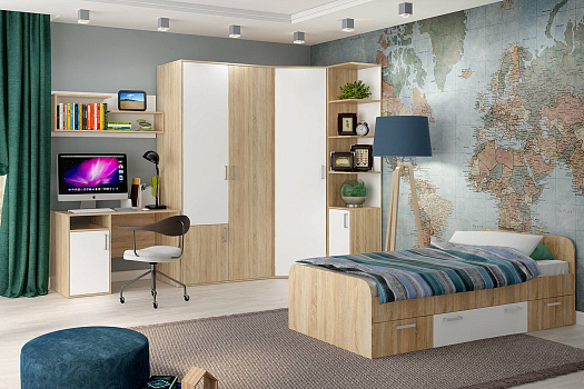 Спальня №1 Мика дуб сонома / белый