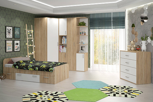 Спальня №3 Мика дуб сонома / белый