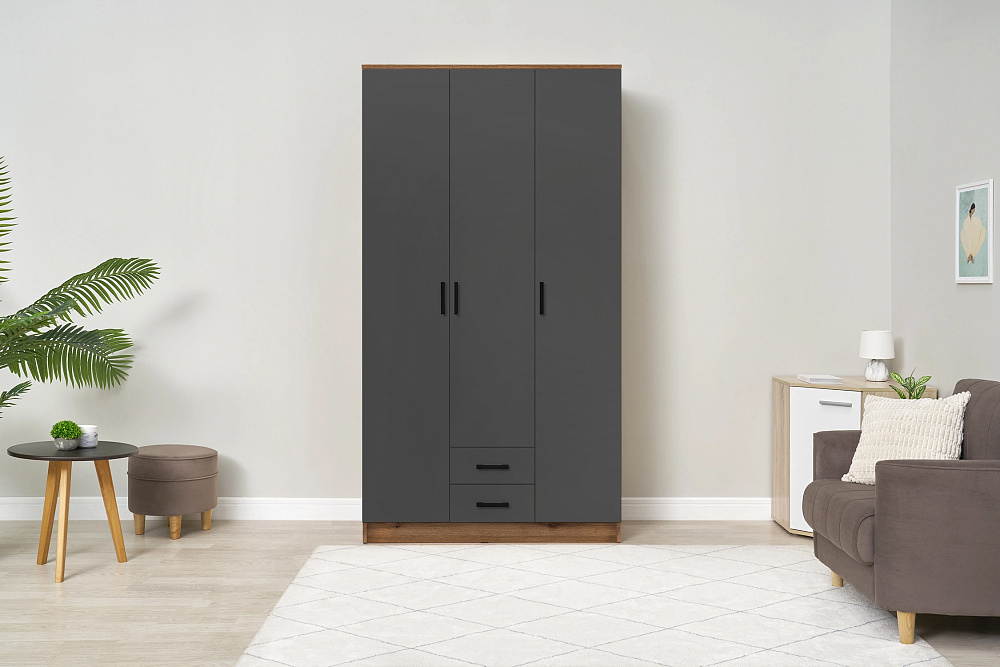 Шкаф Трио дуб делано / графит