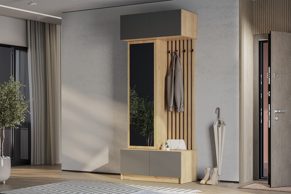 Прихожая Багира дуб крафт / графит