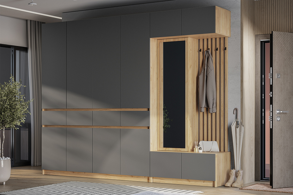 Прихожая Багира дуб крафт / графит