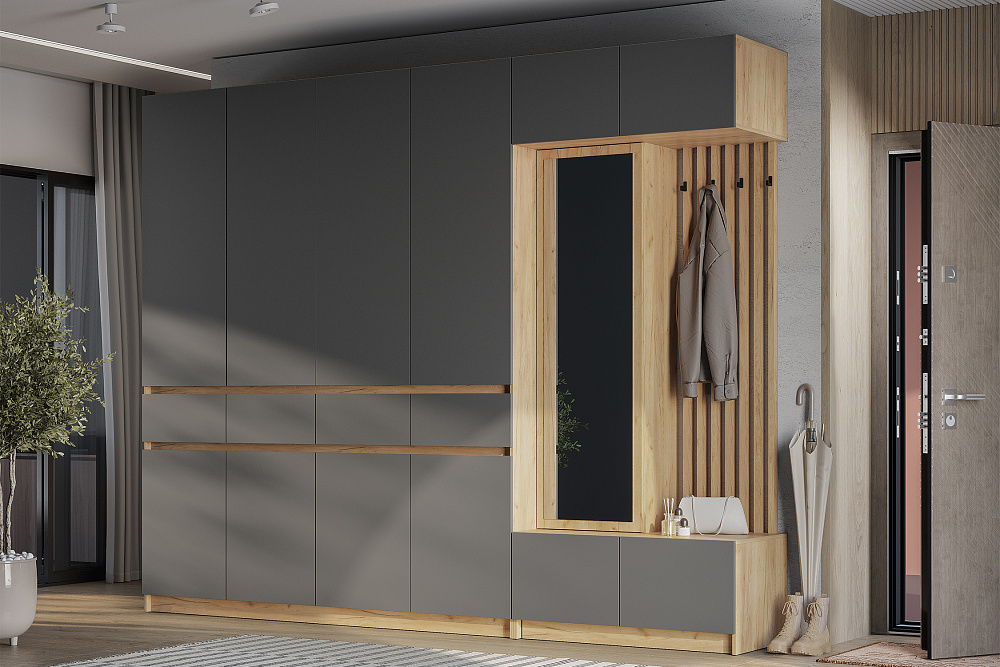 Модульная прихожая Багира дуб крафт / графит