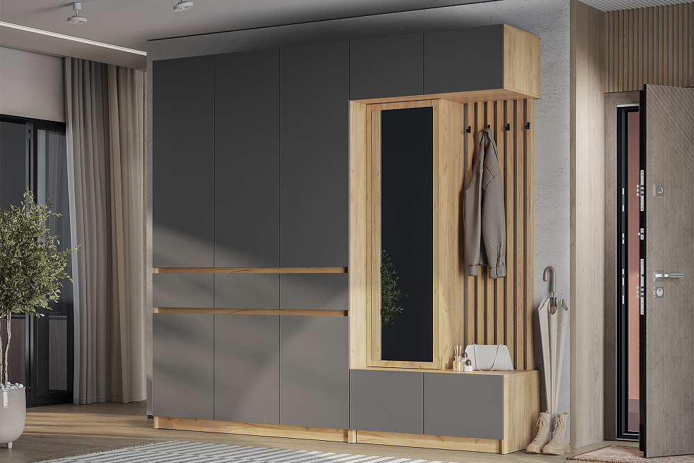 Модульная прихожая Багира дуб крафт / графит