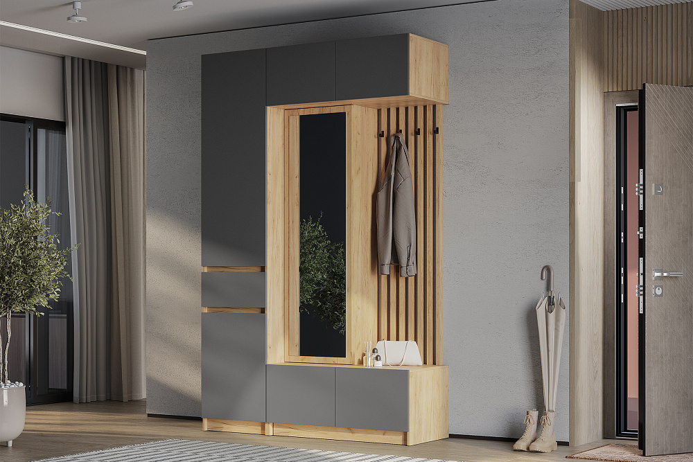 Модульная прихожая Багира дуб крафт / графит