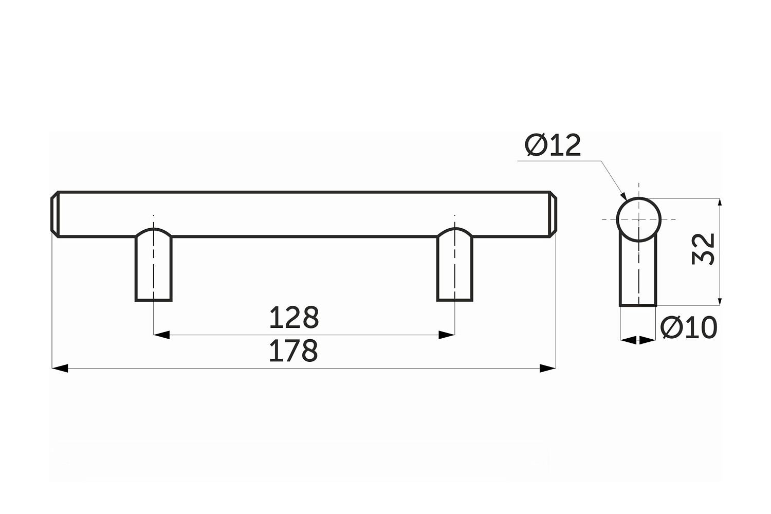 Ручка мебельная AKS 128/178 матовый хром