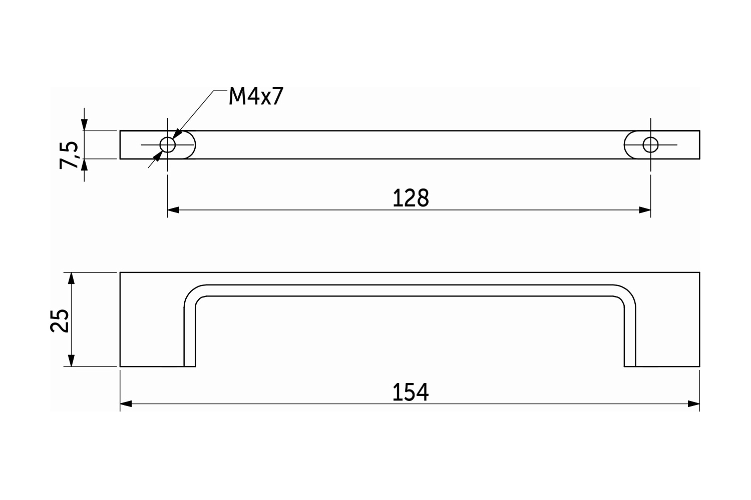 Ручка мебельная AK705 128 матовый хром