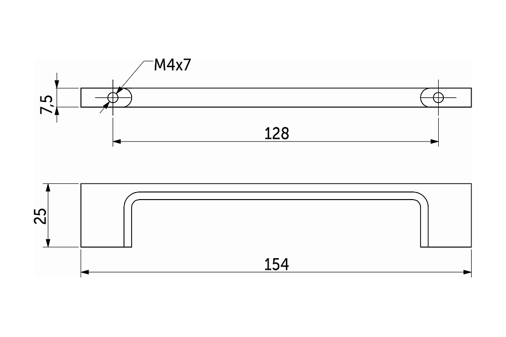 Ручка мебельная AK705 128 матовый хром
