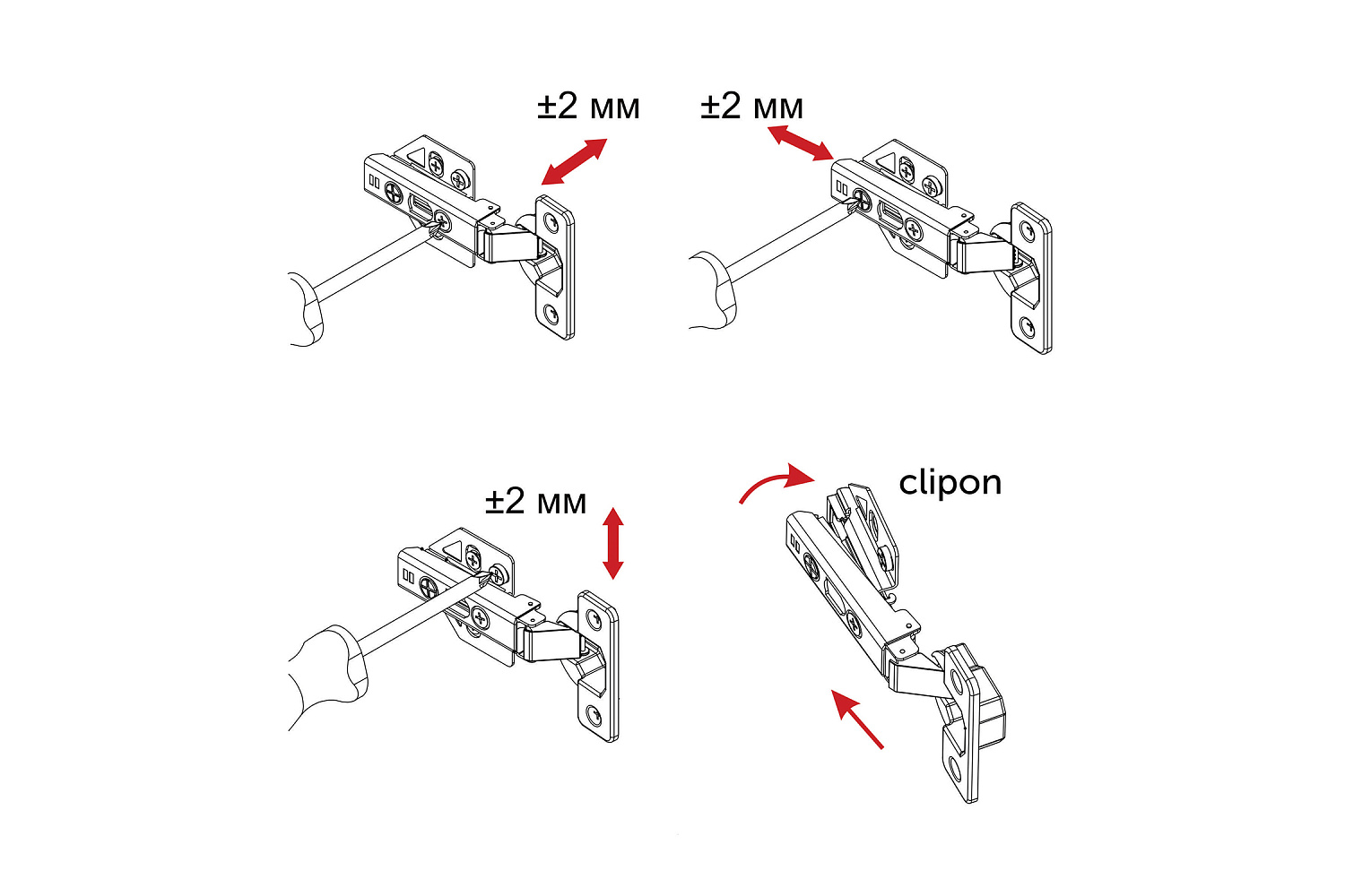 Петля накладная AKS с доводчиком 48 мм H3 clip-on