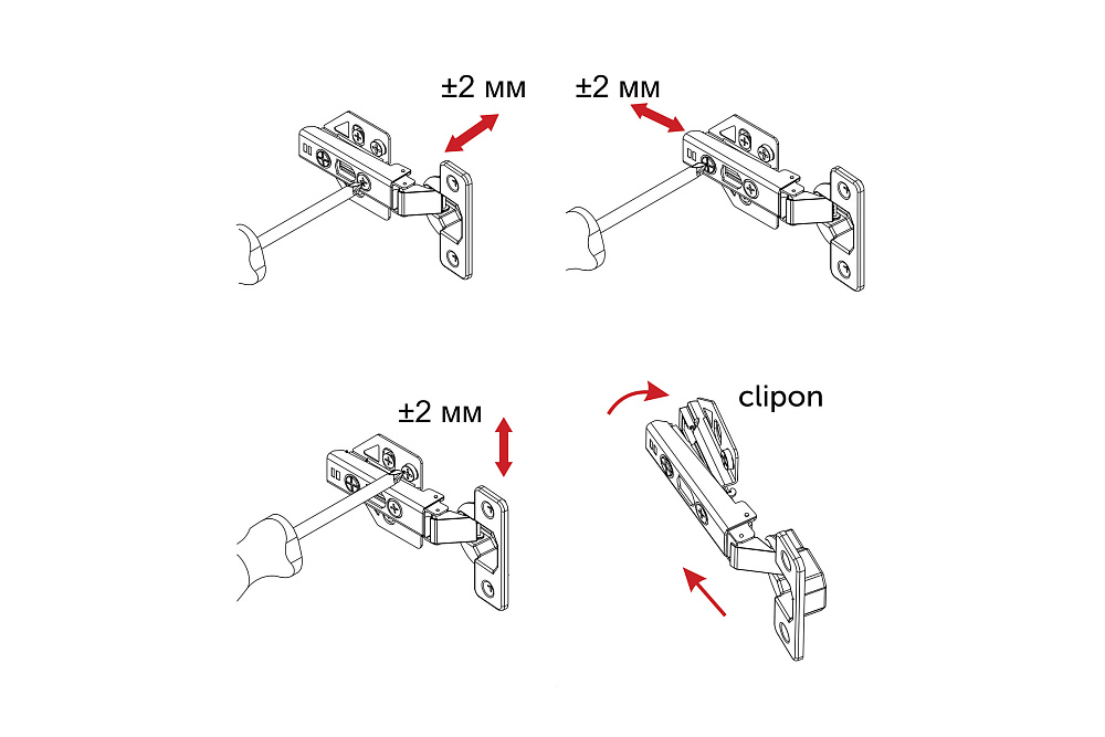 Петля накладная AKS с доводчиком 48 мм H3 clip-on