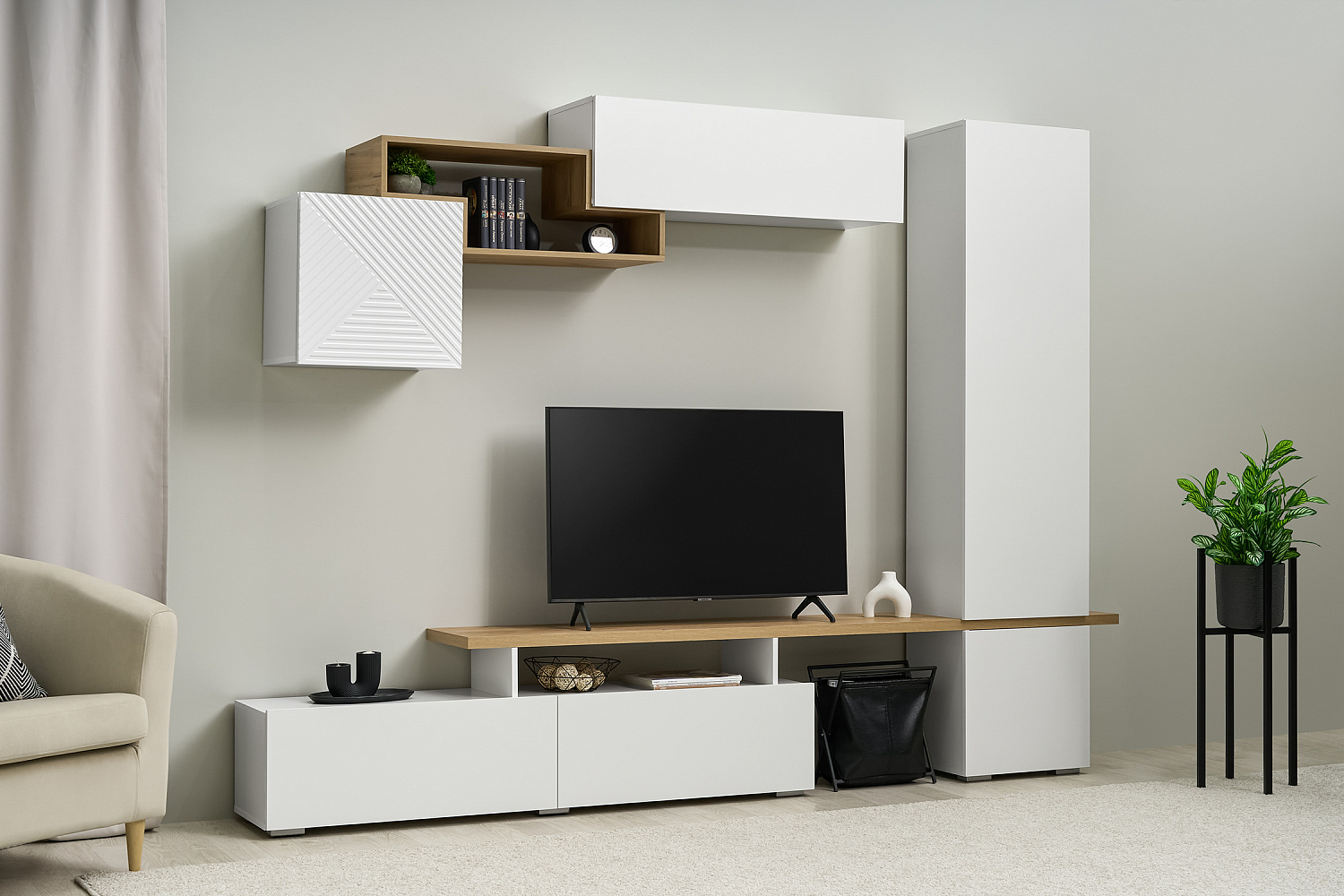 Стенка SkyFree белый / дуб крафт золотой