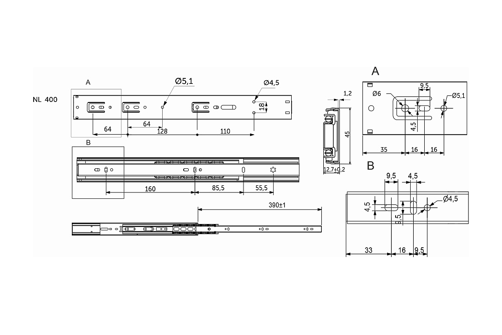 Направляющая шариковая PRIME L-400 Soft close А