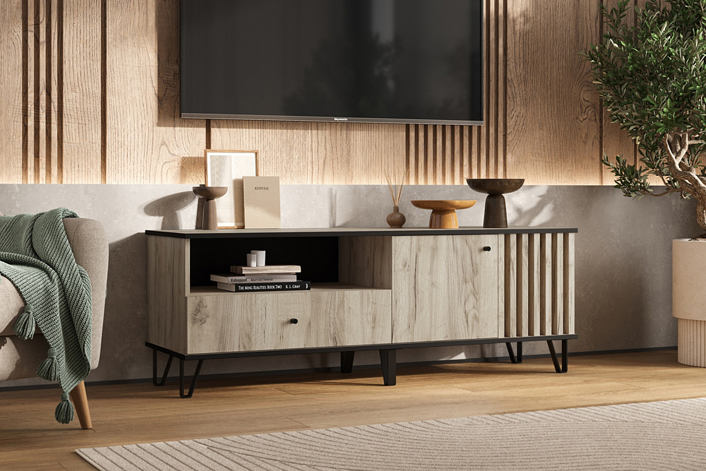 ТВ-тумба Теллин дуб крафт серый