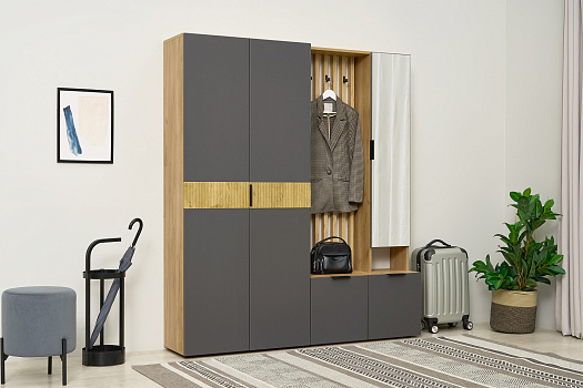 Модульная прихожая Бери дуб крафт золотой / графит