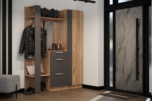 Модульная прихожая Мартина дуб крафт / графит