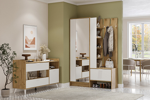 Модульная прихожая Ирис дуб крафт золото / белый