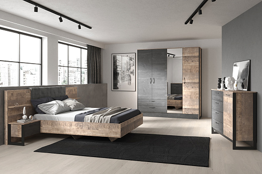 Модульная спальня Hugo дуб гранж / железный камень