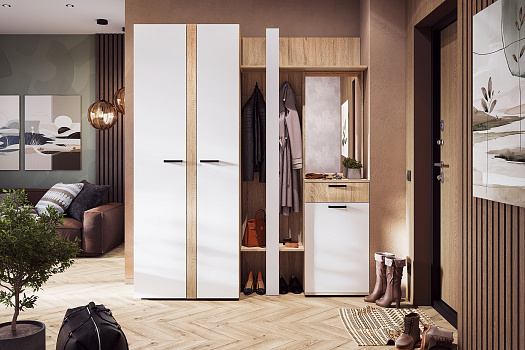 Модульная прихожая Санса дуб сонома / белый