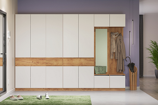 Модульная прихожая Веллум дуб крафт золотой / белый