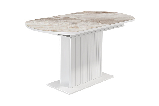 Стол раздвижной Адажио белый / бежевый мрамор