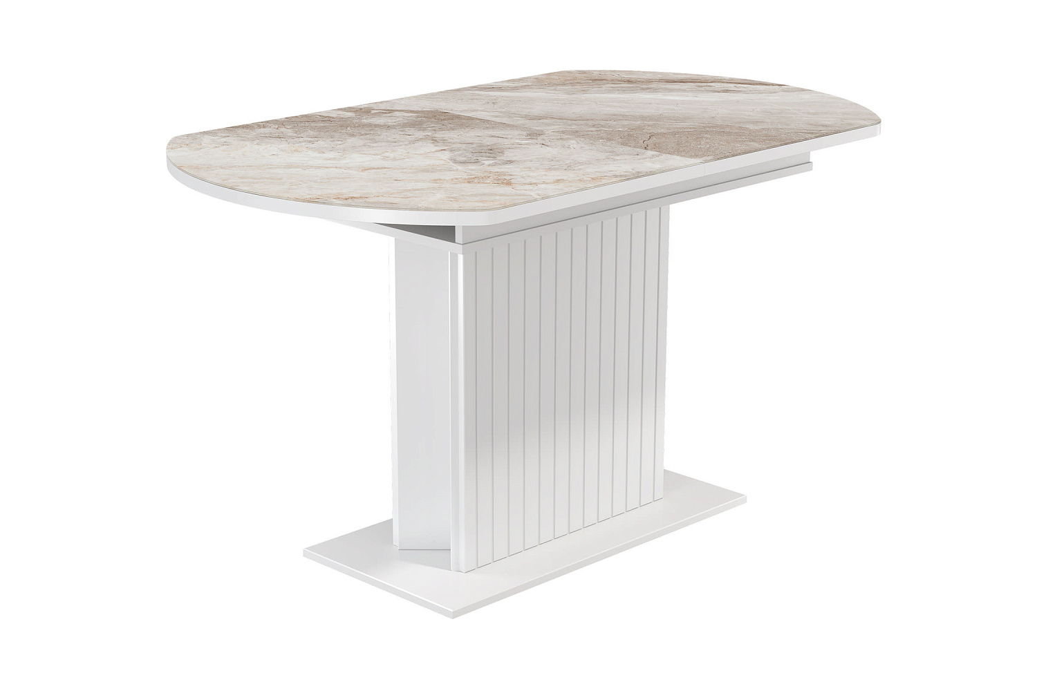 Стол раздвижной Адажио белый / бежевый мрамор
