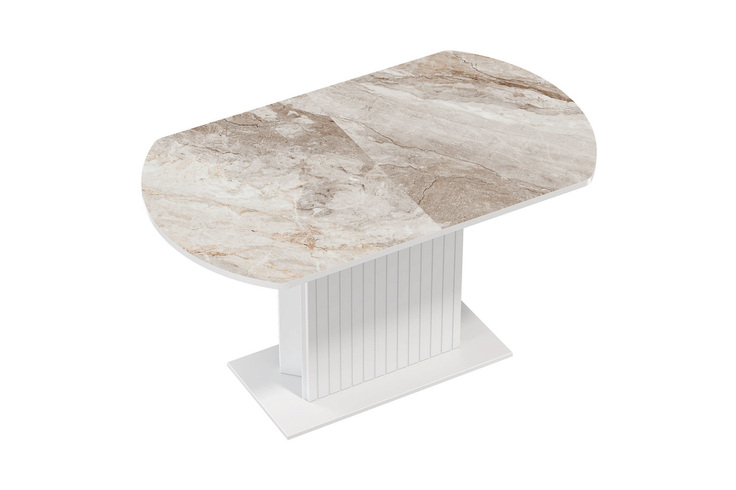 Стол раздвижной Адажио белый / бежевый мрамор