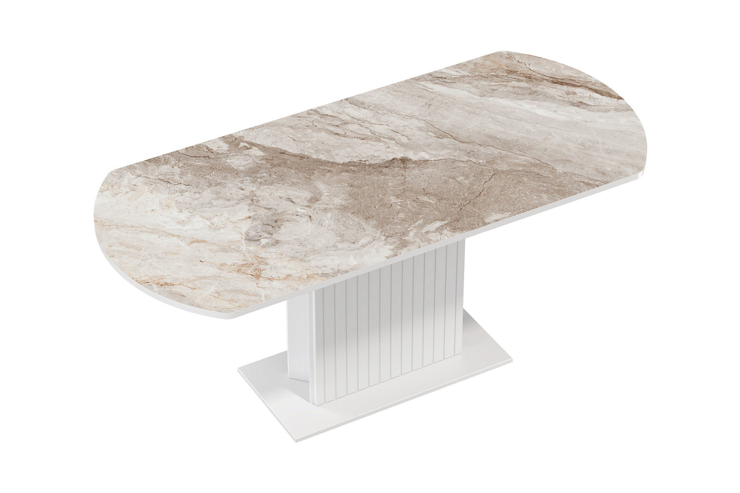 Стол раздвижной Адажио белый / бежевый мрамор