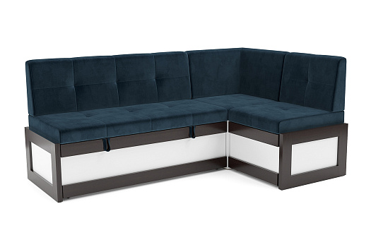Кухонный угловой диван дельфин Нотис темно-синий