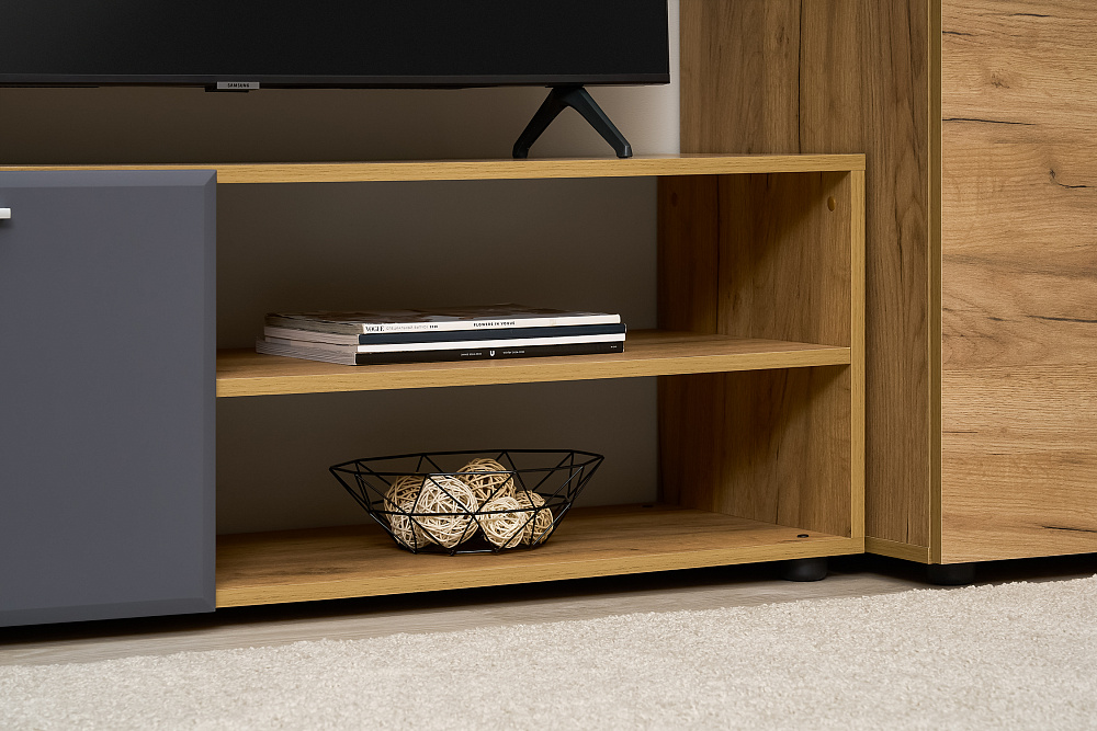 Стенка Сафари дуб крафт золотой / матовый графит софт