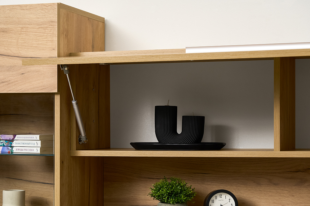 Стенка Сафари дуб крафт золотой / матовый графит софт