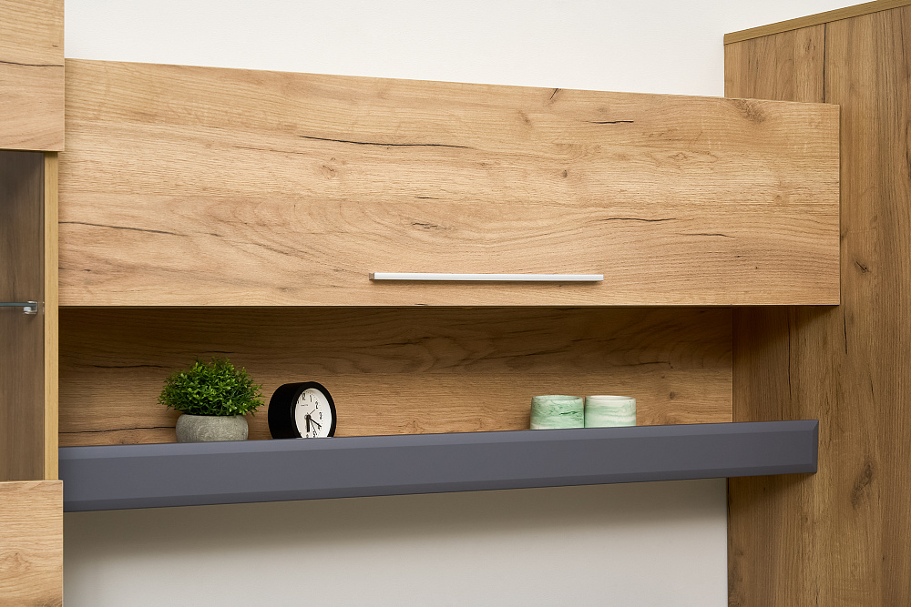 Стенка Сафари дуб крафт золотой / матовый графит софт