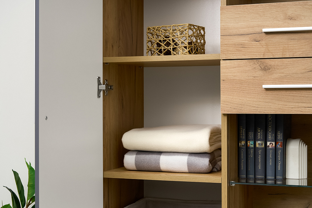 Стенка Сафари дуб крафт золотой / матовый графит софт