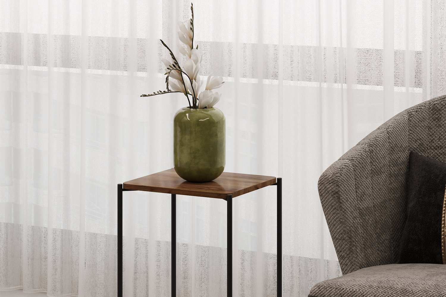 Стол журнальный Лори черный / вяз браун