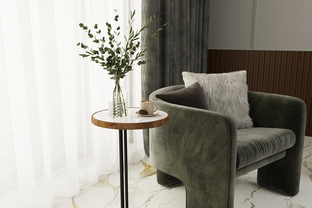 Придиванный стол Кальяри черный / лайт / вяз браун