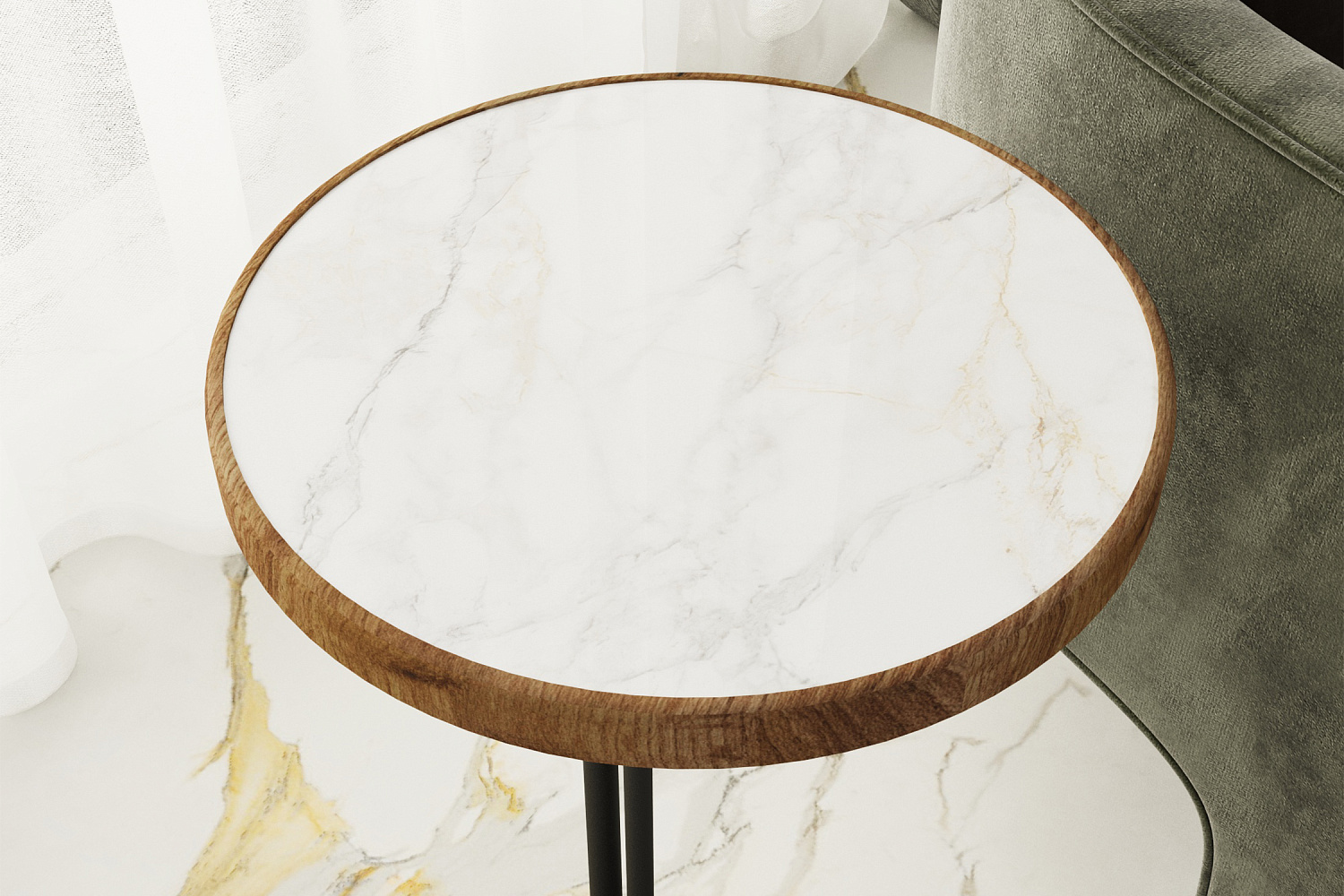 Придиванный стол Кальяри черный / лайт / вяз браун