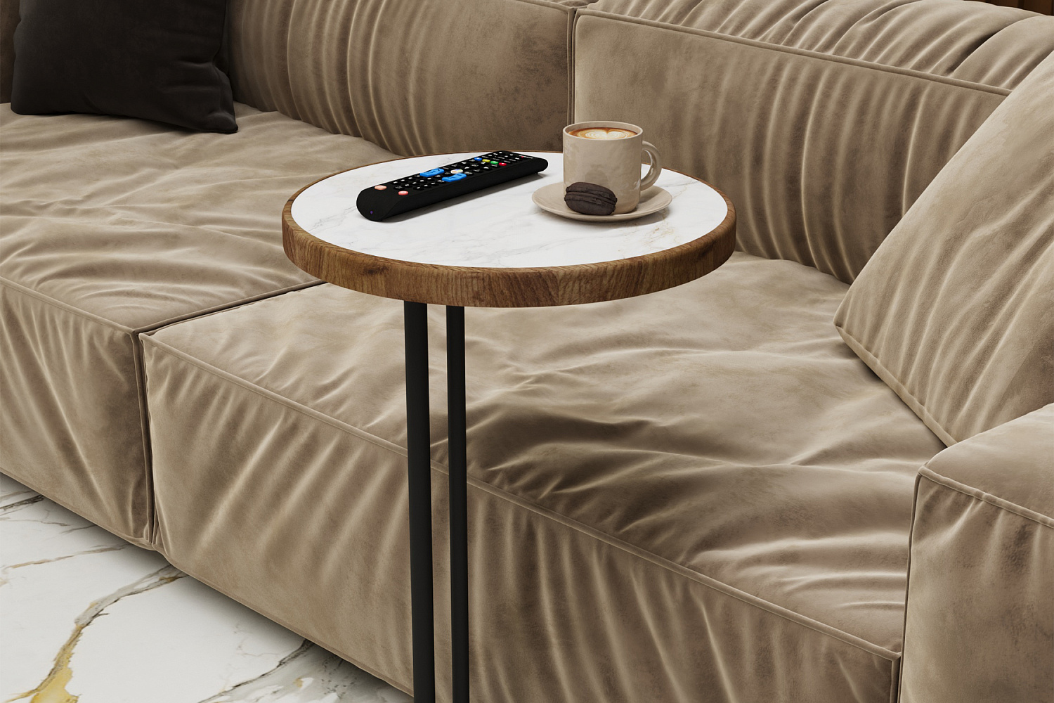 Придиванный стол Кальяри черный / лайт / вяз браун