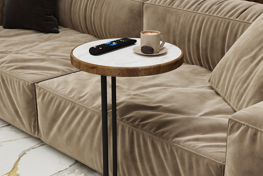 Придиванный стол Кальяри черный / лайт / вяз браун