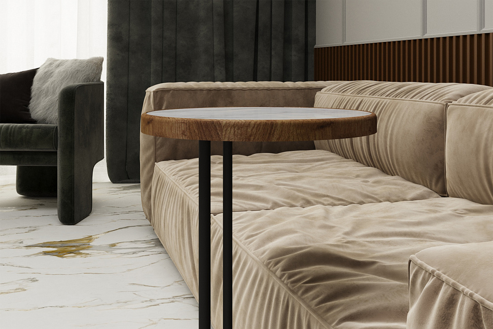 Придиванный стол Кальяри черный / лайт / вяз браун